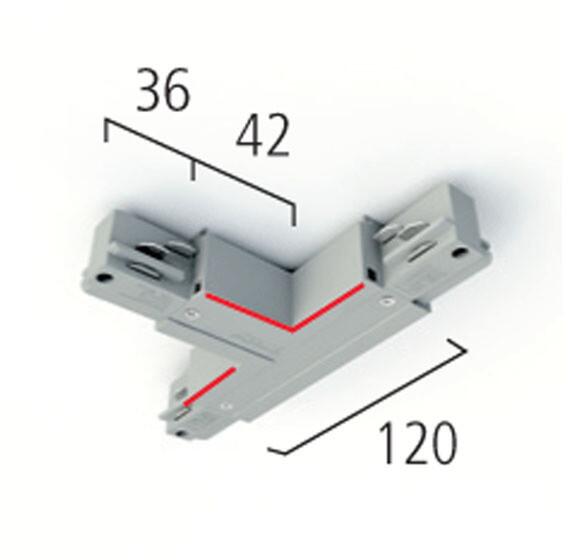 Eutrac 33015659 3-Phasen T-Verbinder, innen links, 120x42x32 mm, weiß, 1 Stück (555112136)
