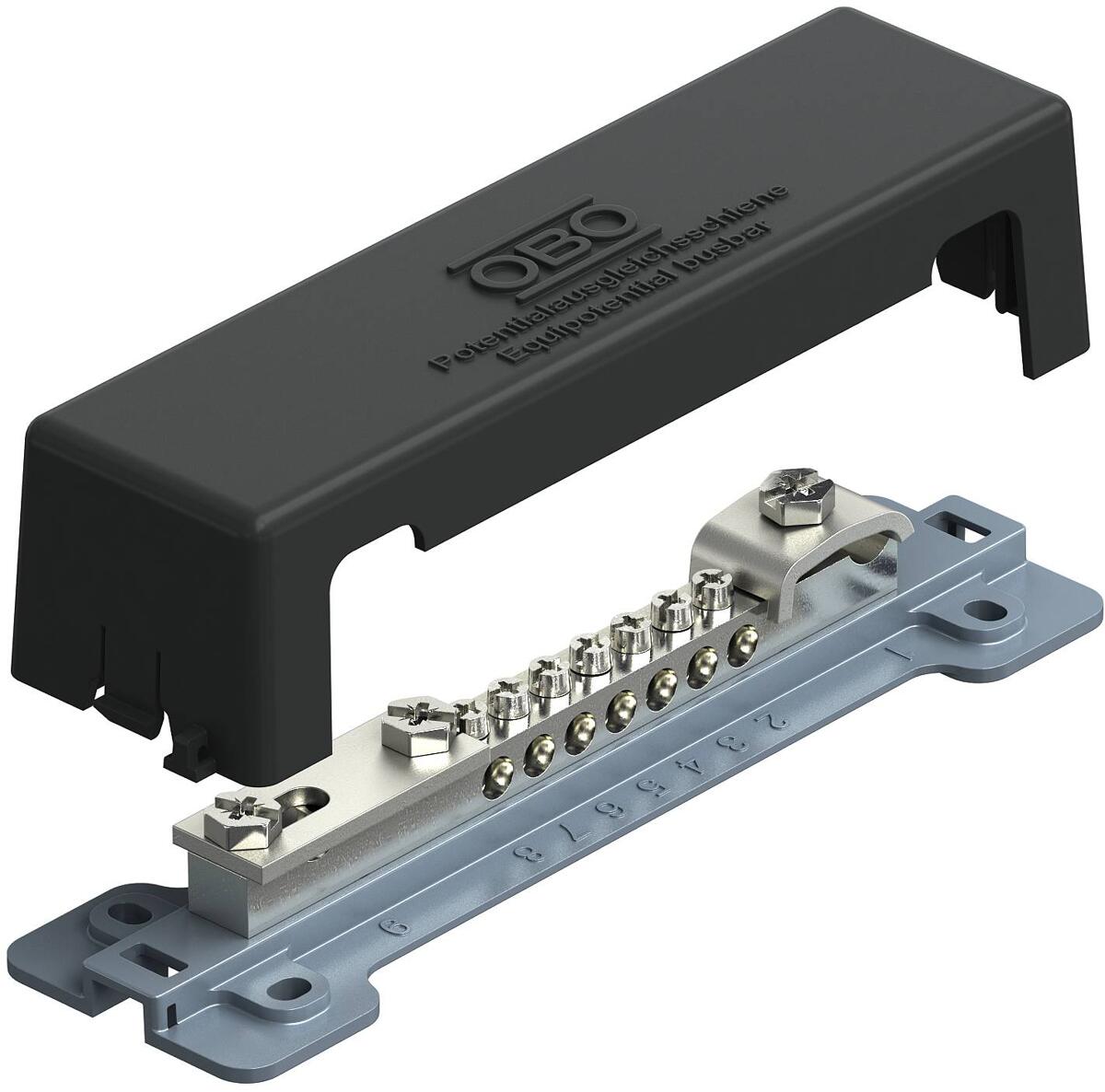 OBO Bettermann 1809 AM Potentialausgleichsschiene für den Außenbereich, Fußplatte aus Metall (5015105)