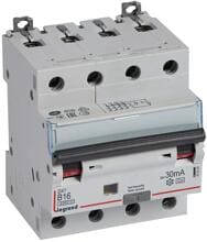 Legrand DX3 Fi/LS-Schalter B, 16A, 4-polig, 6kA, 30mA, Typ A, 400VAC, 4TE (411224)