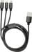 REV USB-Ladekabel 3in1, Nylon Kabel, 100cm, 5,0VDC, max. 2,4A, schwarz (0060100103)