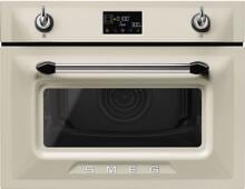 Smeg SO4902M1P Kompakt Kombi-Mikrowelle mit Backofenfunktion, 59,7 cm breit, 40 L, Vapor Clean, Warmhalten, cremeweiß