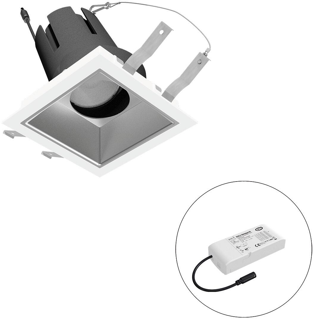EVN SELECTO LED Deckeneinbau, quadratisch, schwenkbar, IP20, 220-240V/AC, 18W, 3000K, 2100lm, inkl. Netzgerät, DALI, Reflektor silber/matt, 2.958,00cd
