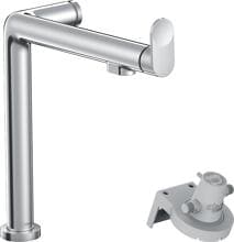 hansgrohe Aqittura M91 FilterSystem 240, 1 Strahlart, Messing, 267 mm, G ⅜ Anschlussschläuche, mit Rückflussverhinderer, chrom (76804000)