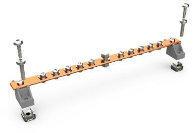 Enoc EB S Erdungsschiene, Kupfer, 242mm, 10xM5 1xM6 (56593)