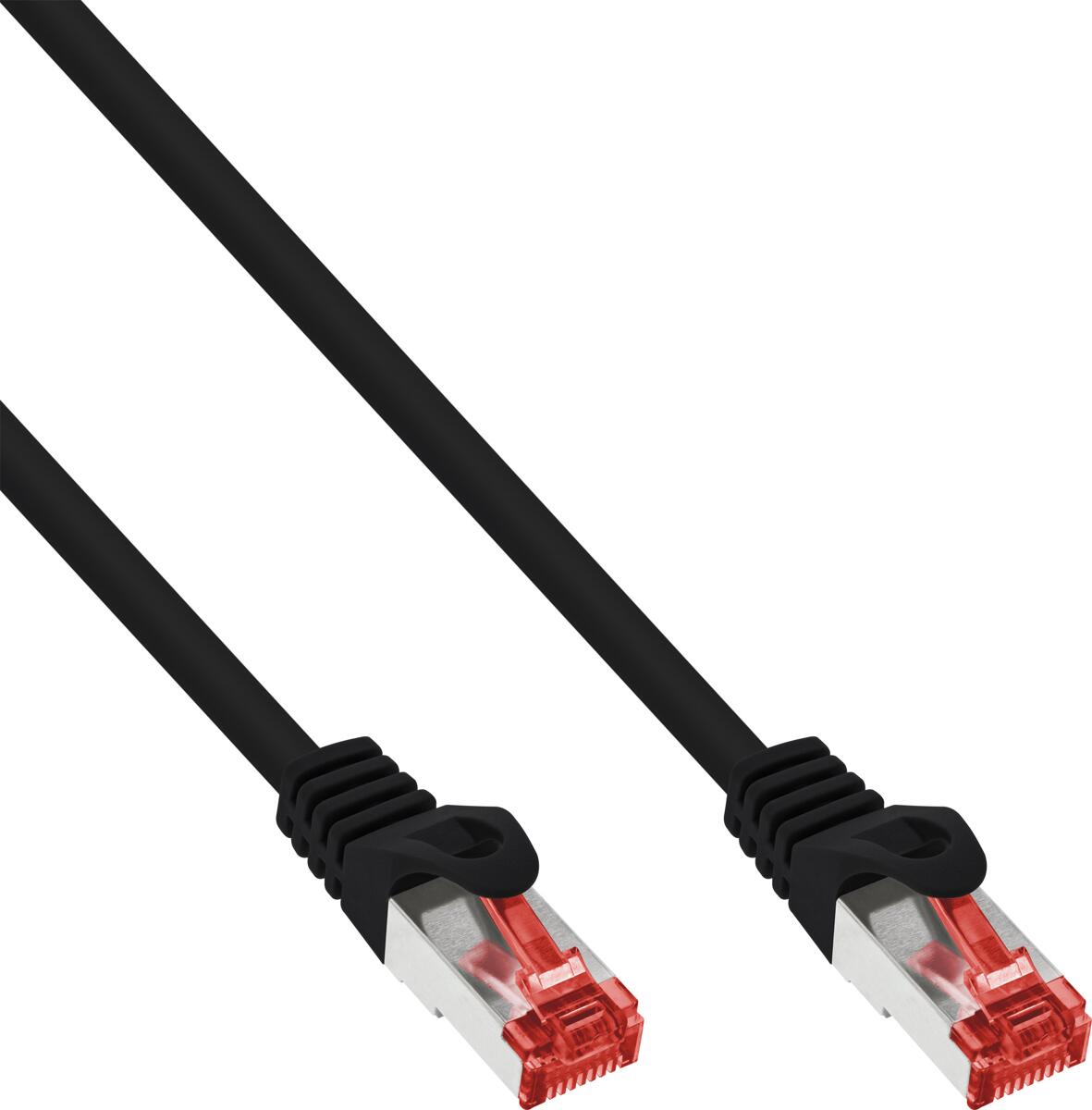 InLine Patchkabel, S/FTP (PiMf), Cat.6, 250MHz, PVC, CCA, schwarz, 0,5m (76150S)