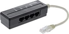 InLine 4-fach Telefon Port Splitter, RJ45 Stecker an 4x RJ45 Buchse, 0,15m (69995A)