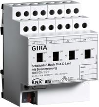 Gira 104500 KNX Schaltaktor 4fach 16 A mit Handbetätigung und Strommessung für C-Lasten