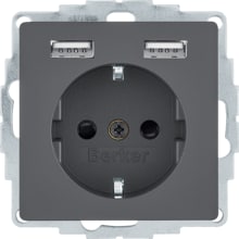 Berker 48036086 Steckdose SCHUKO/USB, Q.1/Q.3/Q.7/Q.9, anthrazit samt, lackiert