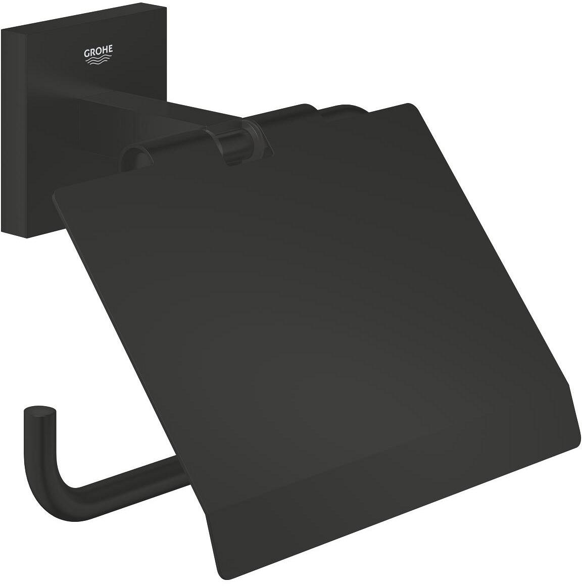 GROHE Start Cube Toilettenpapierhalter mit Deckel, mattschwarz (411022430)