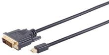 S-CONN Mini Displayportkabel 1.2/DVI D 24+1 Stecker, 2m, schwarz (10-55035)