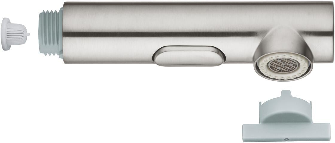 GROHE Spülbrause für Einhand-Spültischbatterie, Laminarstrahl/SpeedClean Brausestrahl, supersteel (48474DC0)