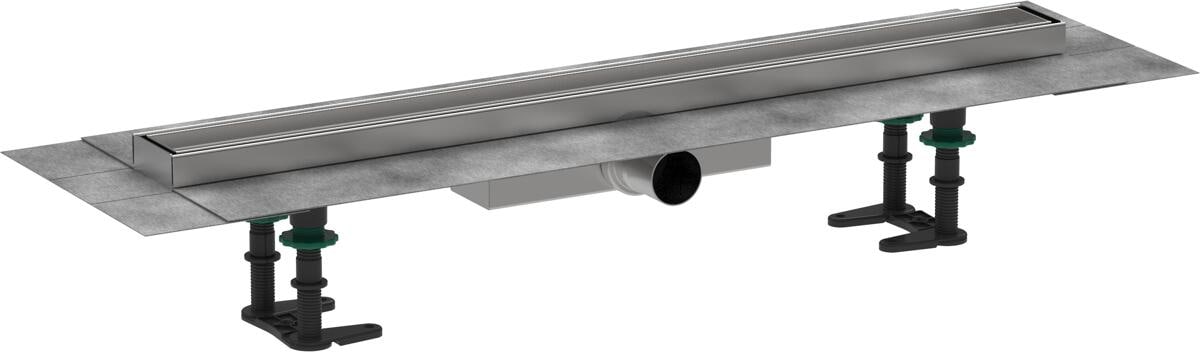 hansgrohe RainDrain Compact Komplettset Duschrinne 700 befliesbar für flache Installation, Edelstahl, Edelstahl gebürstet, (56165000)