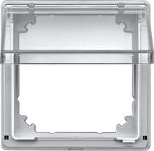 Zwischenring mit transparentem Klappdeckel, aluminium, Aquadesign, Merten 516960