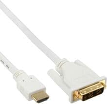 InLine HDMI-DVI Kabel, weiß / gold, HDMI Stecker auf DVI 18+1 Stecker