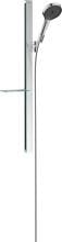 hansgrohe Rainfinity Duschset 130 3 Strahlarten mit Duschstange 90 cm und Ablage, Metall, 14 l/min, 130 mm, Chrom, (27671000)