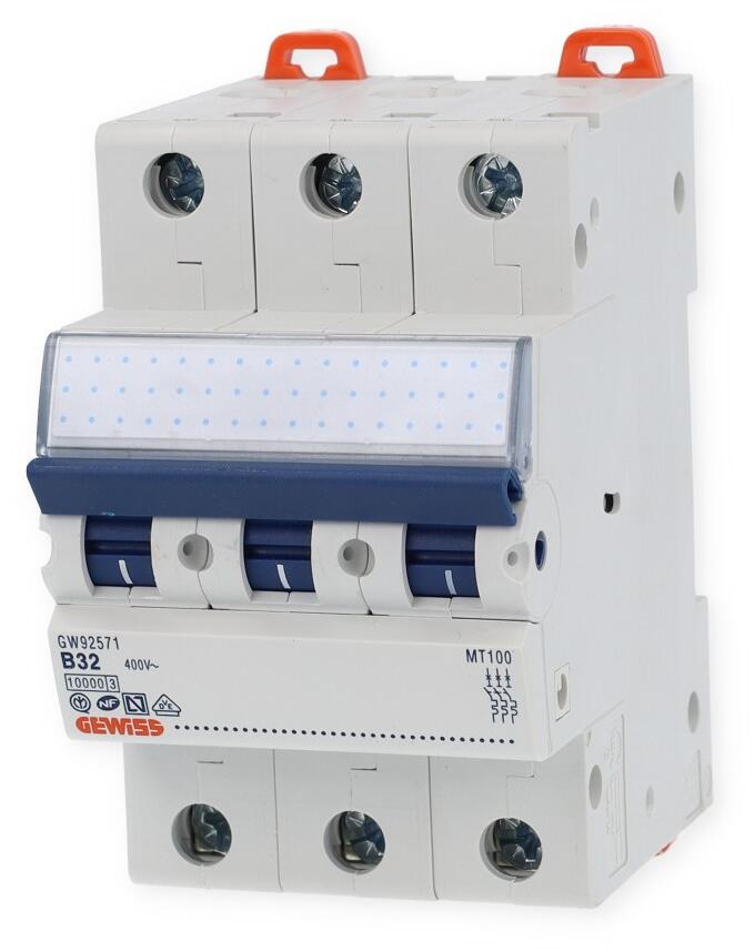 GEWISS GW92571 Leitungsschutzschalter (MCB) B-Charakteristik, 32A, 400V, 3-Polig, 3TE