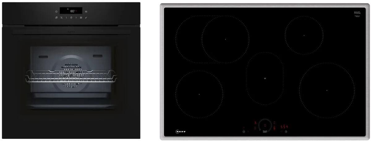 Neff BTX48PIB0 N30/N70 A+ Backofen-Set (B2CCJ7AK3 + T58SHF1L0) mit Induktionskochfeld, 60 cm breit, 71 L, Pyrolyse, TouchControl, schwarz/Edelstahl