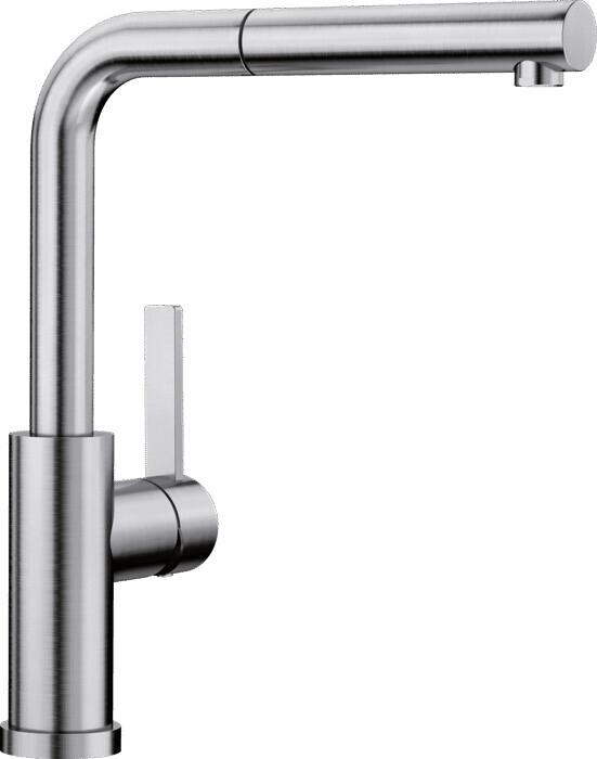 Blanco Lanora S-F Einhebelmischer, Hochdruck, Vorfenstermontage, Ausziehauslauf, Edelstahl (526180)