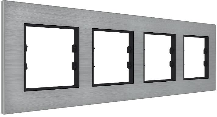 Interra 4-Fach Rahmen, aus natürlichem Aluminium, Aluminium (ITR704-0100)