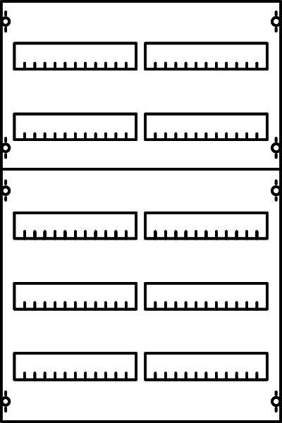 STRIEBEL & JOHN 2V1A /37611 Verteilerfeld BH1, 5-reihig, 2-Feld, 108PLE (2CPX037611R9999), 750x500x120 mm