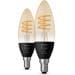 Philips Hue White Ambiance Filament Lampe, Kerze, Doppelpack, 4,4W, E14, 350lm, 2700K (929003145202)