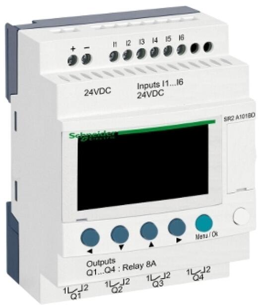 Schneider Electric SR2A101BD SPS-Steuerrelais, Zelio Logic, kompakte Ausführung, 10 E/A, 24 VDC, Display, Relaisausgänge