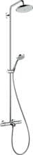 hansgrohe Croma Duschsystem 220 1 Strahlart mit Wannenthermostat, Kunststoff, 22 l/min, 220 mm, Chrom (27223000)