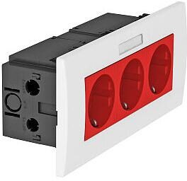 OBO Bettermann SDE-RW D0RT3B Steckdoseneinheit, 3-fach, mit Beschriftungsfeld für waagerechte Geräteinstallation, rot (6119435)