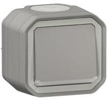 Legrand Plexo New Feuchtraum-Aufputz Wechselschalter beleuchtet 10 AX, Steckklemmen (SL), IP 55, grau (069713L)