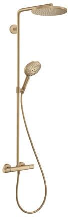 hansgrohe Raindance S Duschsystem 240 1 Strahlart PowderRain wassersparend+ mit Thermostat, Metall, 6 l/min, 240 mm, Brushed Bronze, (28825140)