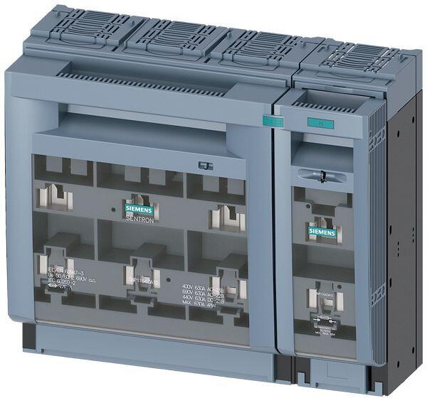 Siemens 3NP1164-1DA10 Sentron Sicherungslasttrennschalter 3NP1, 4-polig, NH3, 630 A, für Aufbau und Einbau auf Montageplatte, Flachanschluss, Abdeckeb