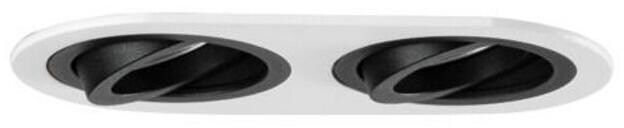 Brumberg M1 Einbaugehäuse, oval, bündig, mit Modulhalterung bündig, schwenkbar 20°, IP20, max. 2x13W, ohne LED-Module, Aluminium, weiß/schwarz (450205