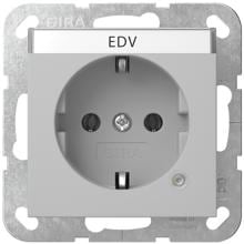 Gira 4452015 SCHUKO-Steckdose, 16A 250V~ mit Kontrolllicht und Beschriftungsfeld, System 55, grau matt