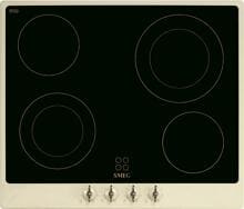 Smeg P864PO Autarkes Glaskeramikkochfeld, 60 cm breit, Bedienknebel, 4 Kochzonen, cremeweiß
