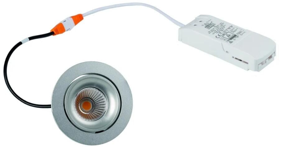 Rutec ALU57309WWD GAIL LED-Einbaustrahler, dimmbar, Plug&play, schwenkbar, rund, 300mA, 6W, IP40, 3000K, CRI80, 1-er Set, silber