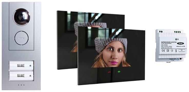M-E VD-ALU-6209-S-S Video IP Türsprechanlagen Set für 2-Familienhaus, Silber/Schwarz (41336)