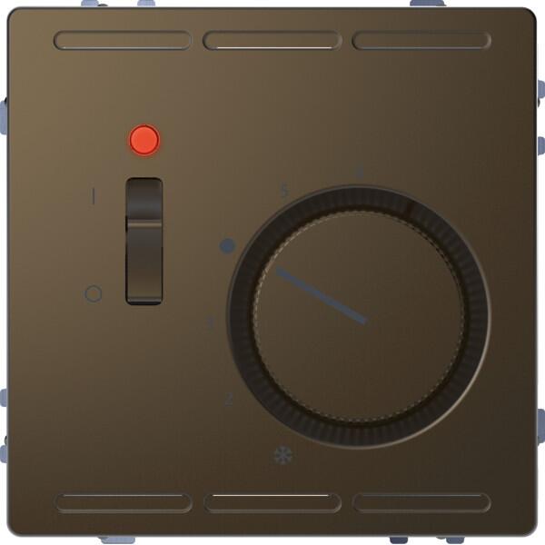 Merten Raumtemperaturregler mit Schalter und Zentralplatte, System Design, 230V, Moccametallic (MEG5760-6052)