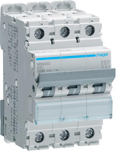 Hager NBN340 Leitungsschutzschalter 3 polig 10kA/15kA B-40A 3M