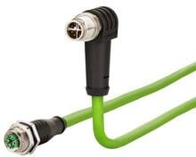 METZ CONNECT M12 Industrial Ethernet Leitung, X-kodiert, 1m, M12 Buchse gerade - M12 Stecker gewinkelt, Kodierung bei 315°, PUR (142M2X29010)