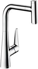 hansgrohe Talis Select M51 Einhebel-Küchenarmatur 300, wassersparend, Ausziehauslauf, 1 Strahlart, Messing, 220 mm, G ⅜ Anschlussschläuche, mit Rückflussverhinderer, chrom (72826000)