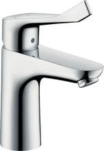hansgrohe Focus Einhebel-Waschtischarmatur 100 mit extra langem Comfortgriff 12,1 cm und Zugstangen-Ablaufgarnitur, Messing, 5 l/min, Chrom, (31911000)