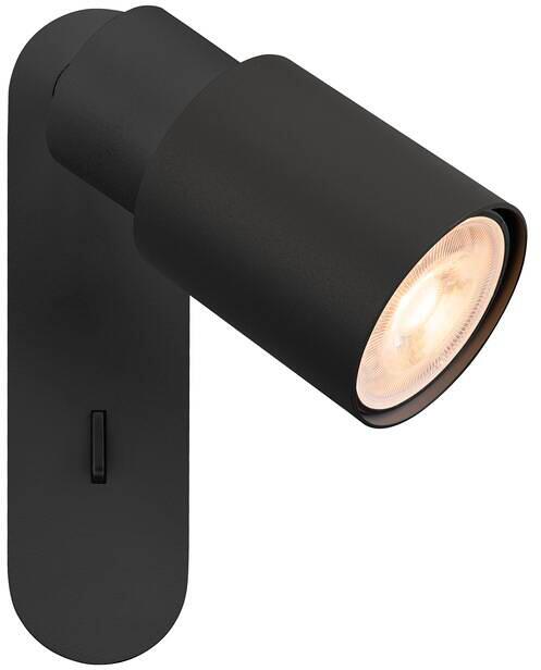 SLV PURI 2.0 TUBE Wand- und Deckenaufbauleuchte mit Schalter, rund, 1x max.6W, GU10, schwarz/schwarz (1008296)