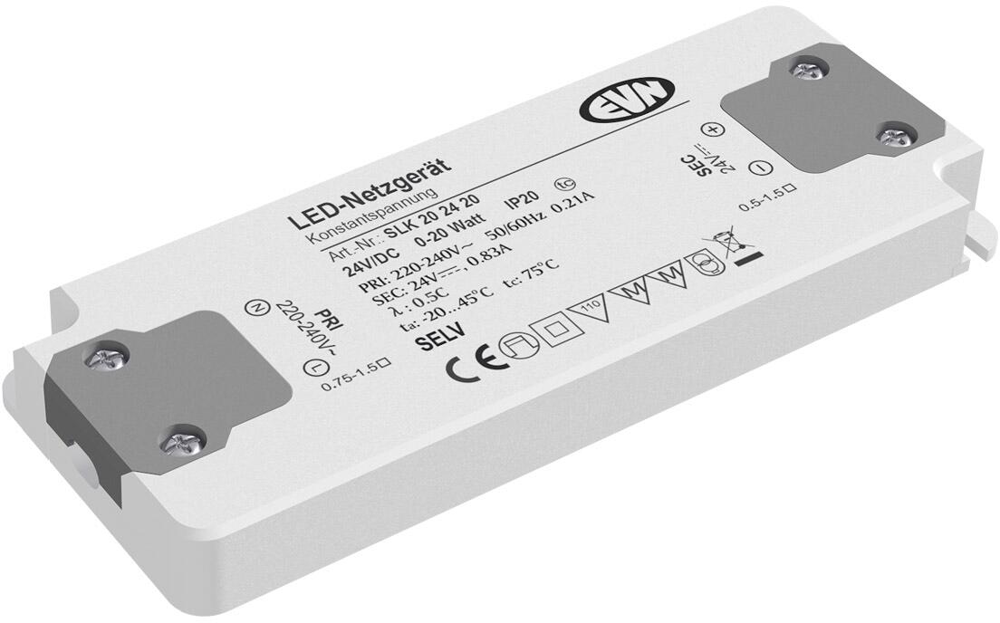 EVN SLK-Serie Netzgerät 24V/DC, 0,1-20W, IP20, Primär: 220-240V (SLK202420)
