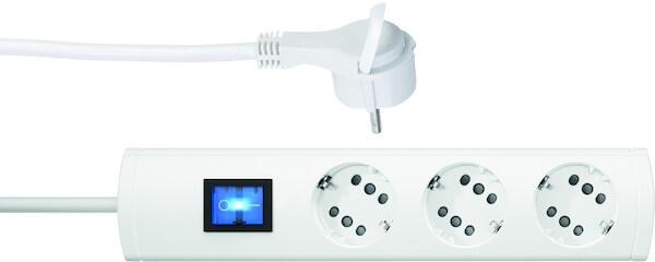Protec.class PTSD2 3SFw1 Mehrfachsteckdose mit Schalter, 3fach, 1,4m, weiß (05106341)