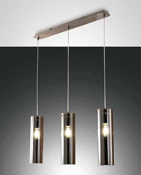 Fabas Luce Sintesi Pendelleuchte, 3x60W, E27, grau transparent (3480-47-126)