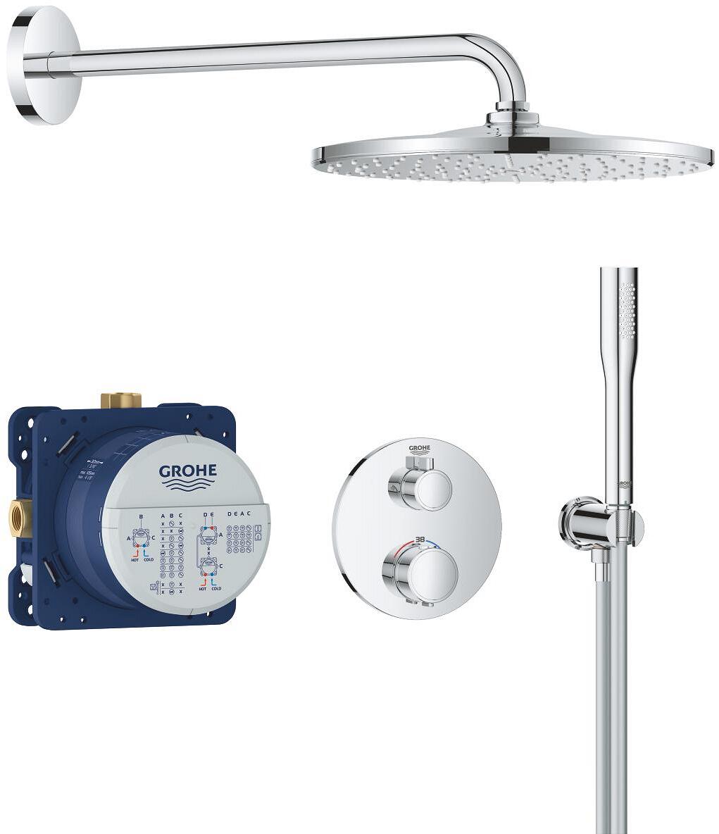GROHE Precision Thermostat Duschsystem, Quickfix, Unterputz, mit Vitalio Rain Mono 310, chrom (34880000)