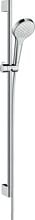 hansgrohe Croma Select S Duschset 110 Vario wassersparend mit Duschstange 90 cm, Messing, 9 l/min, 110 mm, Weiß/Chrom (26573400)