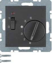 Berker 20311606 Temperaturregler 24 V mit Öffner, Zentralstück, Wippschalter und LED, B.3/B.7, anthrazit matt
