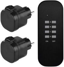 EMOS P0068 Funksteckdosen SCHUKO mit Fernbedienung, IP44, schwarz (1905111001)