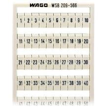 Wago 209-566 WSB-Beschriftungskarte, bedruckt, 1 bis 50 (2x), aufrastbar, weiß